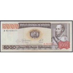 Боливия 5000 песо 1984 г. (BOLIVIA  5000 pesos 1984) P 168(2): UNC