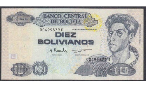 Боливия 10 боливиано 1986 (BOLIVIA 10 bolivianos 1986) P 204c: UNC