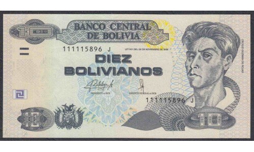 Боливия 10 боливиано 1986 (2015-2016) (BOLIVIA 10 bolivianos 1986 (2015-2016)) P 243(2): UNC