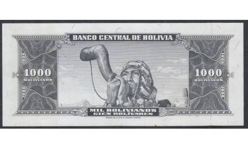 Боливия 1000 боливиано 1945, серия С (BOLIVIA 1000 bolivianos=100 Bolivares 1945) P 149(1):  aUNC/UNC