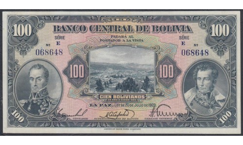 Боливия 100 боливиано 1928 г. (BOLIVIA  100 bolivianos 1928 ) P 125(5): UNC-