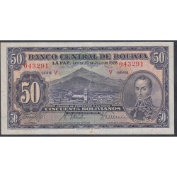 Боливия 50 боливиано 1928 г. (BOLIVIA 50 Bolivianos 1928) P 132(1): aUNC