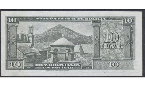 Боливия 10 боливиано 1945 г. (1952) (BOLIVIA 10 Bolivianos = 1 Bolívar 1945 (1952)) P 139a: aUNC