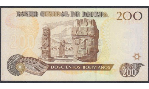 Боливия 200 боливиано 1986 г. (BOLIVIA 200 bolivianos 1986) P 232(2): UNC