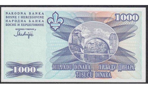 Босния и Герцеговина 1000 динар 1995 года, Редкость! (BOSNIA & HERZEGOVINA 1000 Dinara 1995) P 47C: UNC