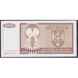Босния и Герцеговина 50000 динар 1993 года, AA 0916259, РЕДКИЕ (BOSNIA & HERZEGOVINA 50000 Dinara 1993, RARE) P 140: UNC