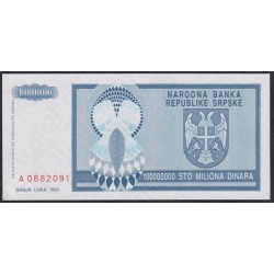 Босния и Герцеговина 100 миллионов динар 1993 г. (BOSNIA & HERZEGOVINA  100.000.000 Dinara 1993) P146:Unc 