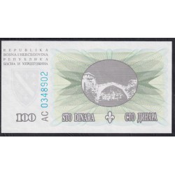 Босния и Герцеговина 100 динар 1994 г. (BOSNIA & HERZEGOVINA  100 Dinara 1994) P 44: UNC
