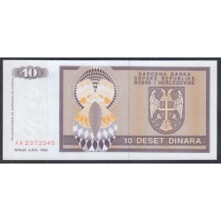 Босния и Герцеговина 10 динар 1992 г. (BOSNIA & HERZEGOVINA 10 Dinara 1992) P133:Unc 