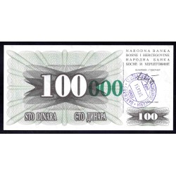 Босния и Герцеговина 100000 динар 1993 г. (BOSNIA & HERZEGOVINA 100000 Dinara 1993) P56е:Unc