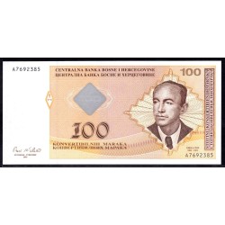 Босния и Герцеговина 100 марок 2002 г. (BOSNIA & HERZEGOVINA 100 Konvertibilnih Maraka 2002) Р69b:Unc