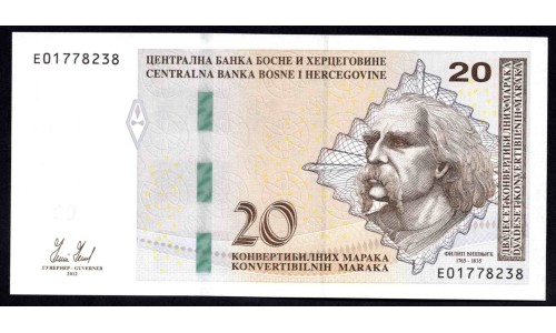 Босния и Герцеговина 20 марок 2012 г. (BOSNIA & HERZEGOVINA 20 Konvertibilnih Maraka 2012) Р83:Unc