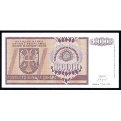 Босния и Герцеговина 100000 динар 1993 г. (BOSNIA & HERZEGOVINA 100000 Dinara 1993) P141:Unc 