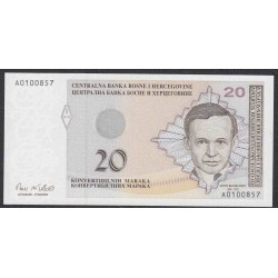 Босния и Герцеговина 20 марок 1998 г. (BOSNIA & HERZEGOVINA  20 maraka 1998) P65: Unc 