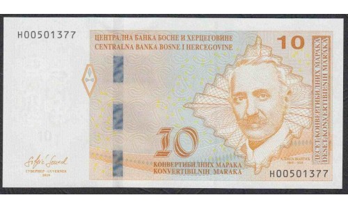 Босния и Герцеговина 10 марок 2019 г. (BOSNIA & HERZEGOVINA 10 Konvertibilnih Maraka 2019) Р 81c: UNC