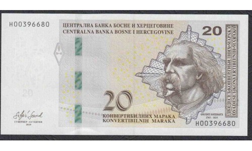 Босния и Герцеговина 20 марок 2019 г. (BOSNIA & HERZEGOVINA 20 Konvertibilnih Maraka 2019) Р 83c: UNC