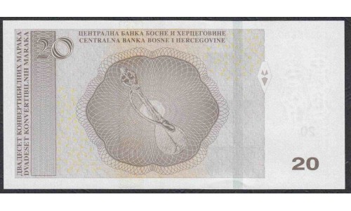 Босния и Герцеговина 20 марок 2019 г. (BOSNIA & HERZEGOVINA 20 Konvertibilnih Maraka 2019) Р 83c: UNC