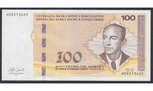 Босния и Герцеговина 100 марок 2019 г. (BOSNIA & HERZEGOVINA 100 Konvertibilnih Maraka 2019) Р 86c: UNC