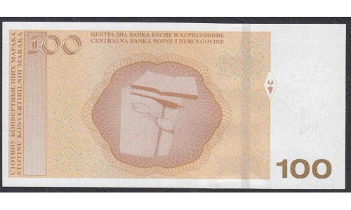 Босния и Герцеговина 100 марок 2019 г. (BOSNIA & HERZEGOVINA 100 Konvertibilnih Maraka 2019) Р 87c: UNC