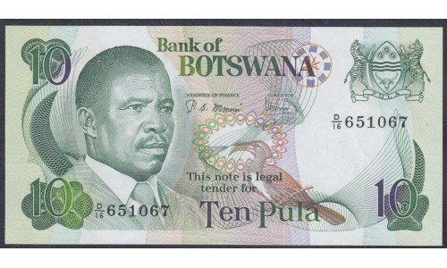 Ботсвана 10 пула 1982 года (Botswana 10 pula 1982) P 9b: UNC
