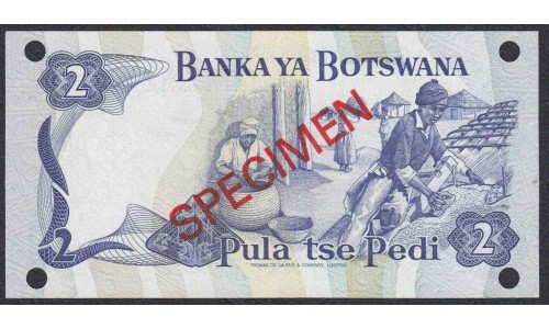 Ботсвана 2, 5, 10, 20 пула 1982 года, ОБРАЗЦЫ (Botswana 2, 5, 10, 20, pula 1982, SPECIMEN) P 7s2, P 8s1, P 9s1, P 10s1: UNC