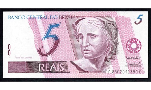 Бразилия 5 реалов (1997-2011) (BRASIL 5 reais (1997-2011)) P 244Аd : UNC