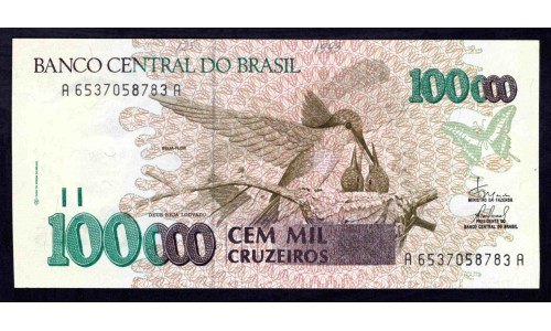Бразилия 100000 крузейро (1992-1993) (BRASIL 100000 cruzeiros (1992-1993)) P 235d : UNC