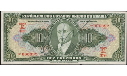 Бразилия 10 крузейро (1950) (BRASIL 10 cruzeiros (1950) ser.378) P 143 : aUNC