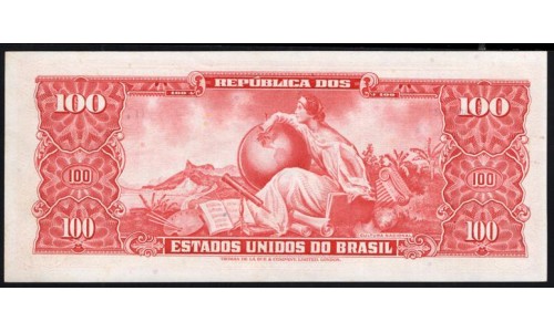 Бразилия 100 крузейро (1960) РЕДКОСТЬ!!!, серия 117 (BRASIL 100 cruzeiros (1960)) P 162: UNC