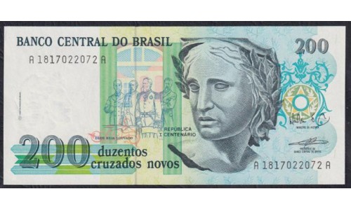 Бразилия 200 крузадо (1989) (BRASIL 200 cruzados (1989)) P 221a: UNC