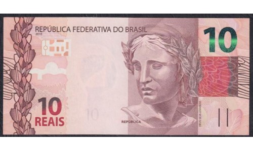 Бразилия 10 реалов 2010 года (BRASIL 10 reais 2010) P 254c: UNC