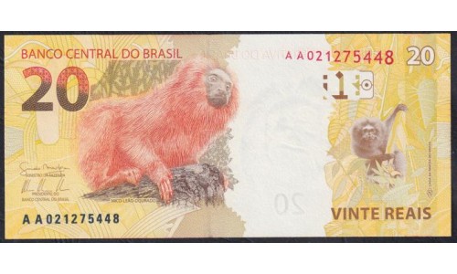 Бразилия 20 реалов 2010 года, Серия АА (BRASIL 20 reais 2010) P 255a: UNC