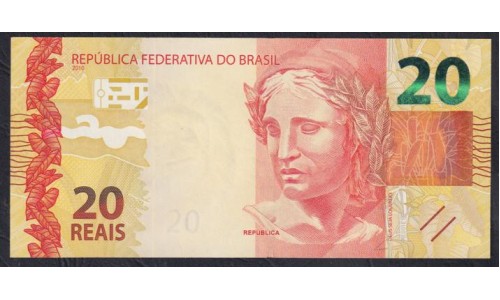 Бразилия 20 реалов 2010 года, Серия АА (BRASIL 20 reais 2010) P 255a: UNC