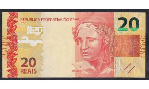 Бразилия 20 реалов 2010 (BRASIL 20 reais 2010) P 255с: UNC
