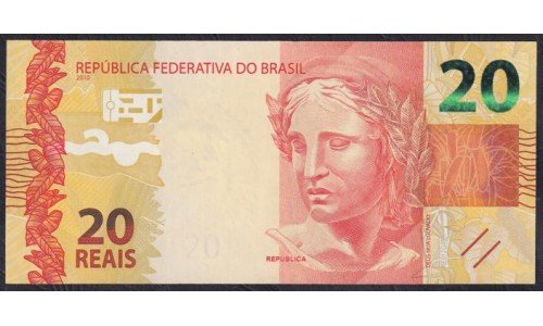Бразилия 20 реалов 2010 года (BRASIL 20 reais 2010) P 255d: UNC