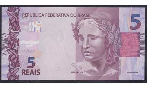 Бразилия 5 реалов 2010 (BRASIL 5 reais 2010) P 253e: UNC