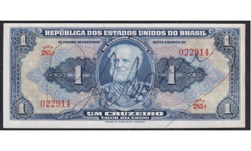Бразилия 1 крузейро (1944), серия 285, 022914 (BRASIL 1 cruzeiro (1944) seres 285) P 132a: UNC