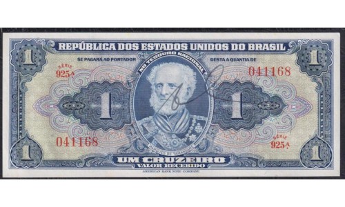 Бразилия 1 крузейро (1944), серия 925а, 0411168 (BRASIL 1 cruzeiro (1944) seres 925) P 132a: UNC