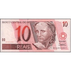 Бразилия 10 реалов (1997-2012) (BRASIL 10 reais (1997-2012)) P 245Аg : UNC