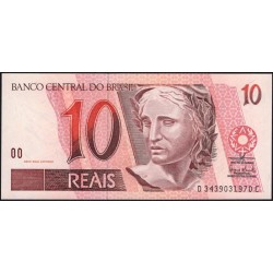 Бразилия 10 реалов (1997-2012) (BRASIL 10 reais (1997-2012)) P 245Аi : UNC