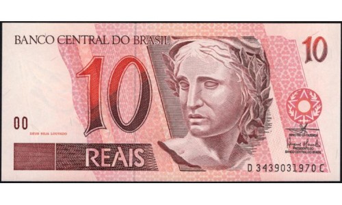 Бразилия 10 реалов (1997-2012) (BRASIL 10 reais (1997-2012)) P 245Аi : UNC