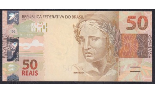 Бразилия 50 реалов 2010 года, первый выпуск литеры АА(BRASIL 50 reais 2010) P 256a: UNC