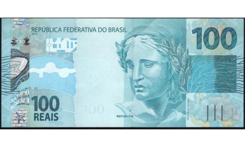 Бразилия 100 реалов 2010, Серия AA (BRASIL 100 reais 2010, AA prefix) P 257a: UNC
