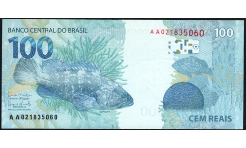 Бразилия 100 реалов 2010, Серия AA (BRASIL 100 reais 2010, AA prefix) P 257a: UNC