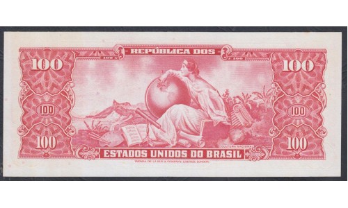 Бразилия 100 крузейро (1960) РЕДКОСТЬ!!!, серия 195 (BRASIL 100 cruzeiros (1960)) P 162: UNC