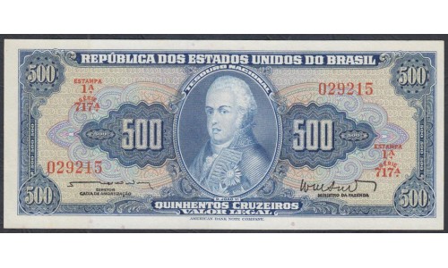 Бразилия 500 крузейро (1961-1962) (BRASIL 500 Cruzeiros (1961-1962)) P 172b: UNC