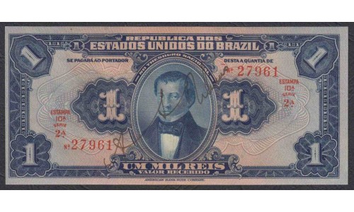 Бразилия 1 Мил Рейс (1919) №1 (BRASIL 1 Mil Reis (1919)) P 6: UNC