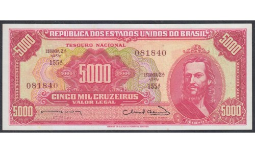 Бразилия 5000 крузейро (1963-1964) (BRASIL 5000 cruzeiros (1963-1964)) P 182a: UNC-