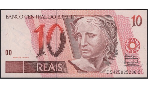 Бразилия 10 реалов (1997-2012) (BRASIL 10 reais (1997-2012)) P 245Аg: UNC