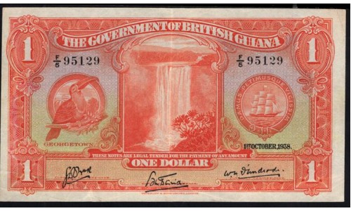 Британская Гайана 1 доллар 1938 г. (BRITISH GUIANA 1 dollar 1938 g.) P 12b: XF/aUNC